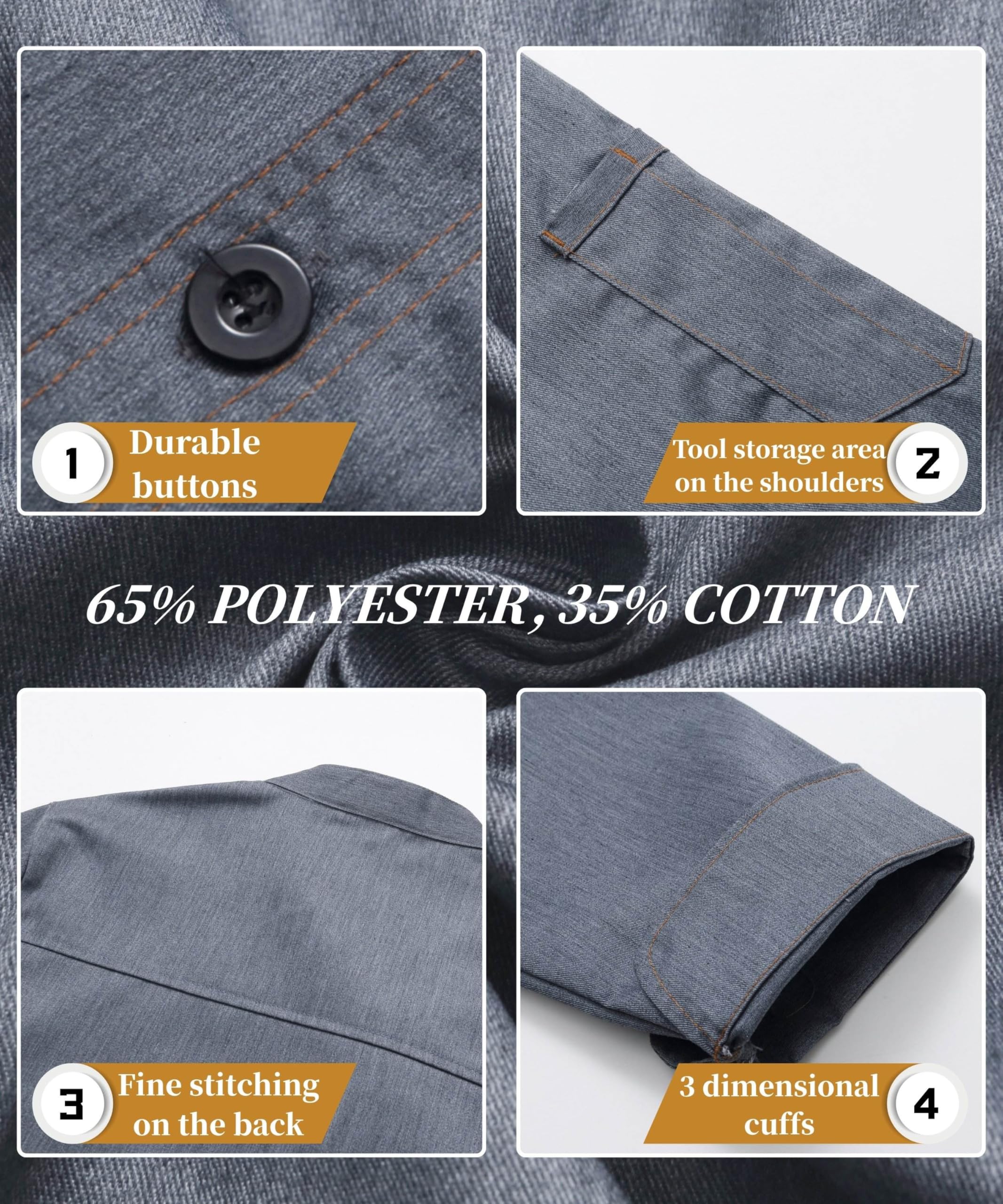Homme Veste de Chef Cuisinier Professionnel Veste Unisexe Uniforme Vêtement Restaurant Manches Longues Veste de Cuisine Hôtel Restaurant Boulangers Cuisinier