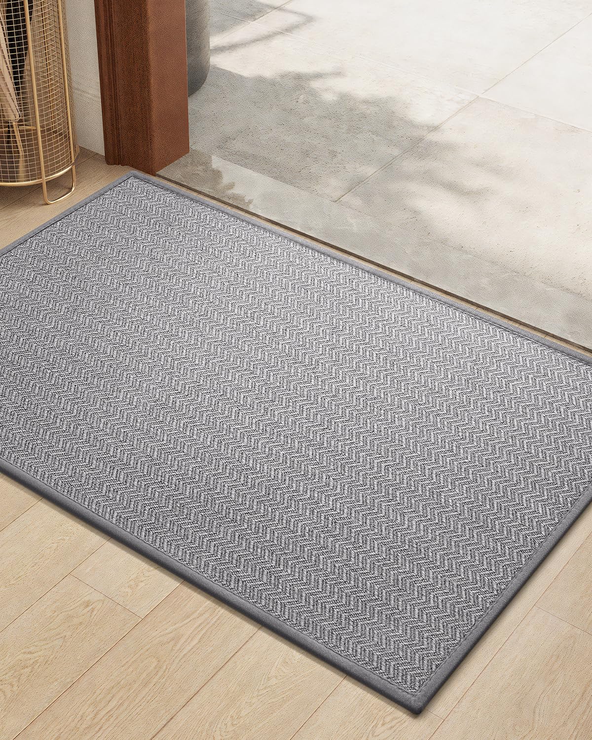 Color&Geometry Thin Indoor Entrance Mats for Home, 24"x36" Indoor Mats for Entryway Non Slip Rubber Backing, Dirt Trapper Door Rugs for Entryway Indoor 2x3 Washable Indoor Outdoor Rugs, Light Grey