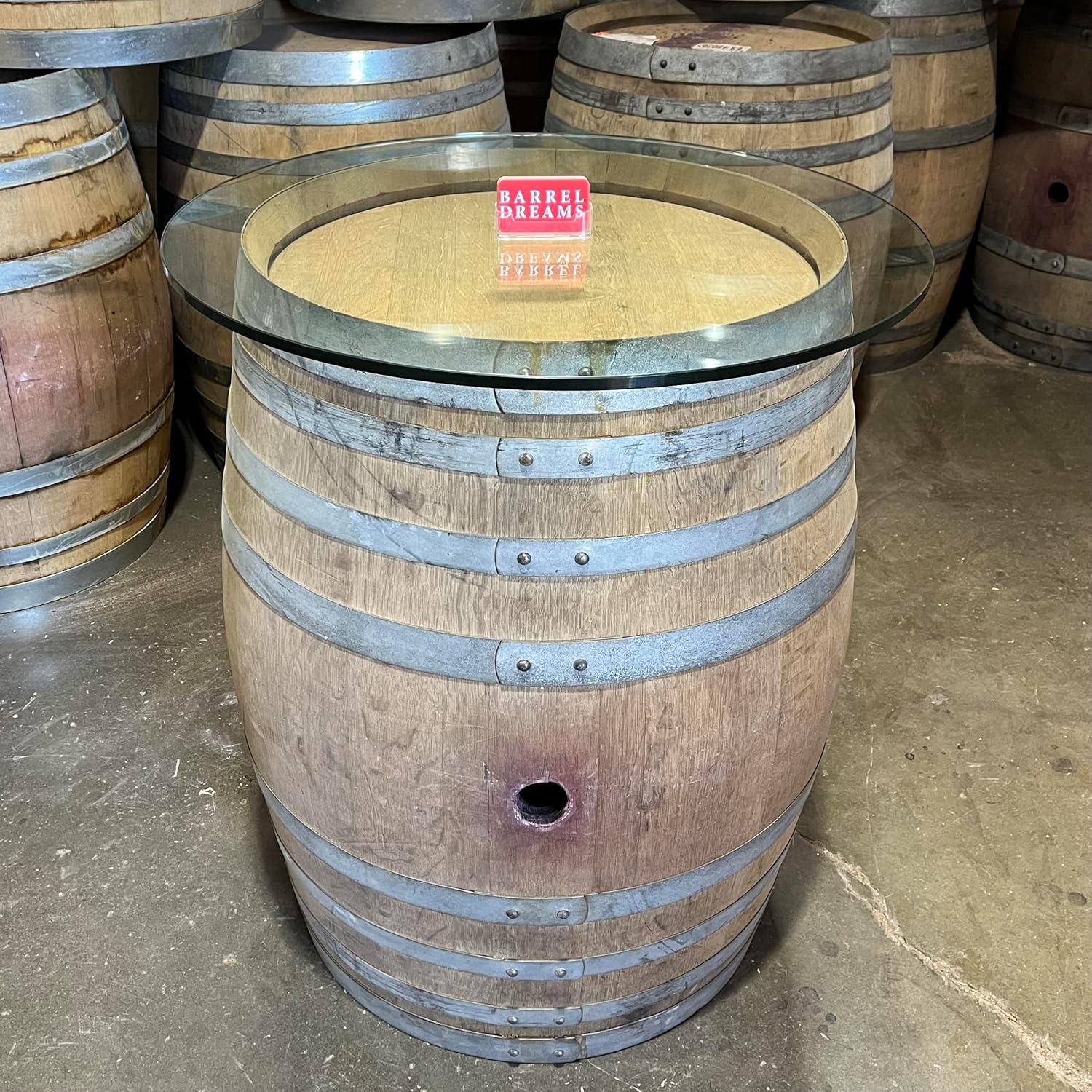 30" Wine Barrel Glass Top