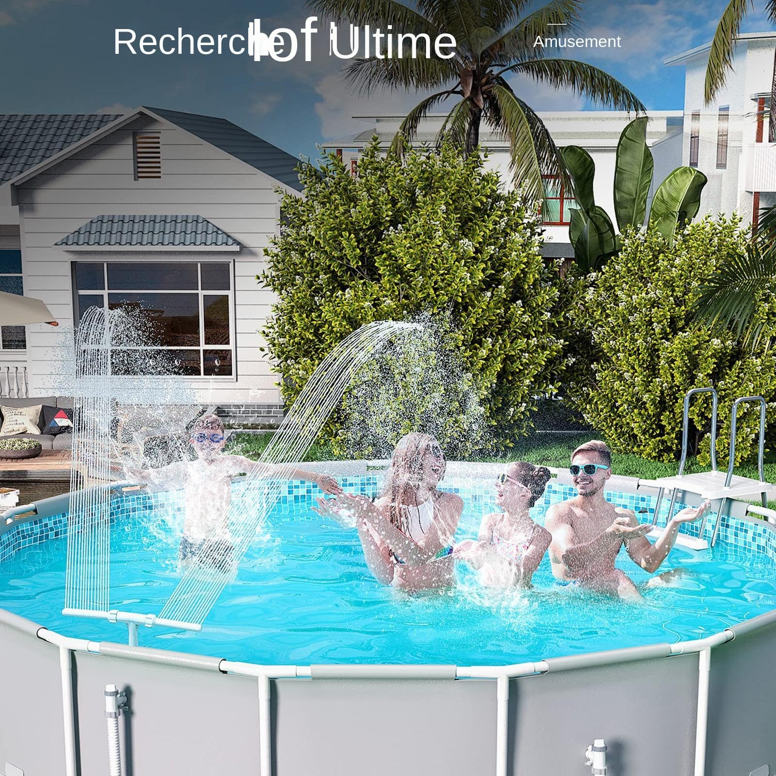 Fontaine De Piscine, Fontaine De Piscine Réglable 2 en 1, FontaineD'eau Thermale Réglable À Double Cascade, Pulvérisateur De FontaineDe Piscine, Accessoires DePiscine À Double JetPourPiscine Hors Sol