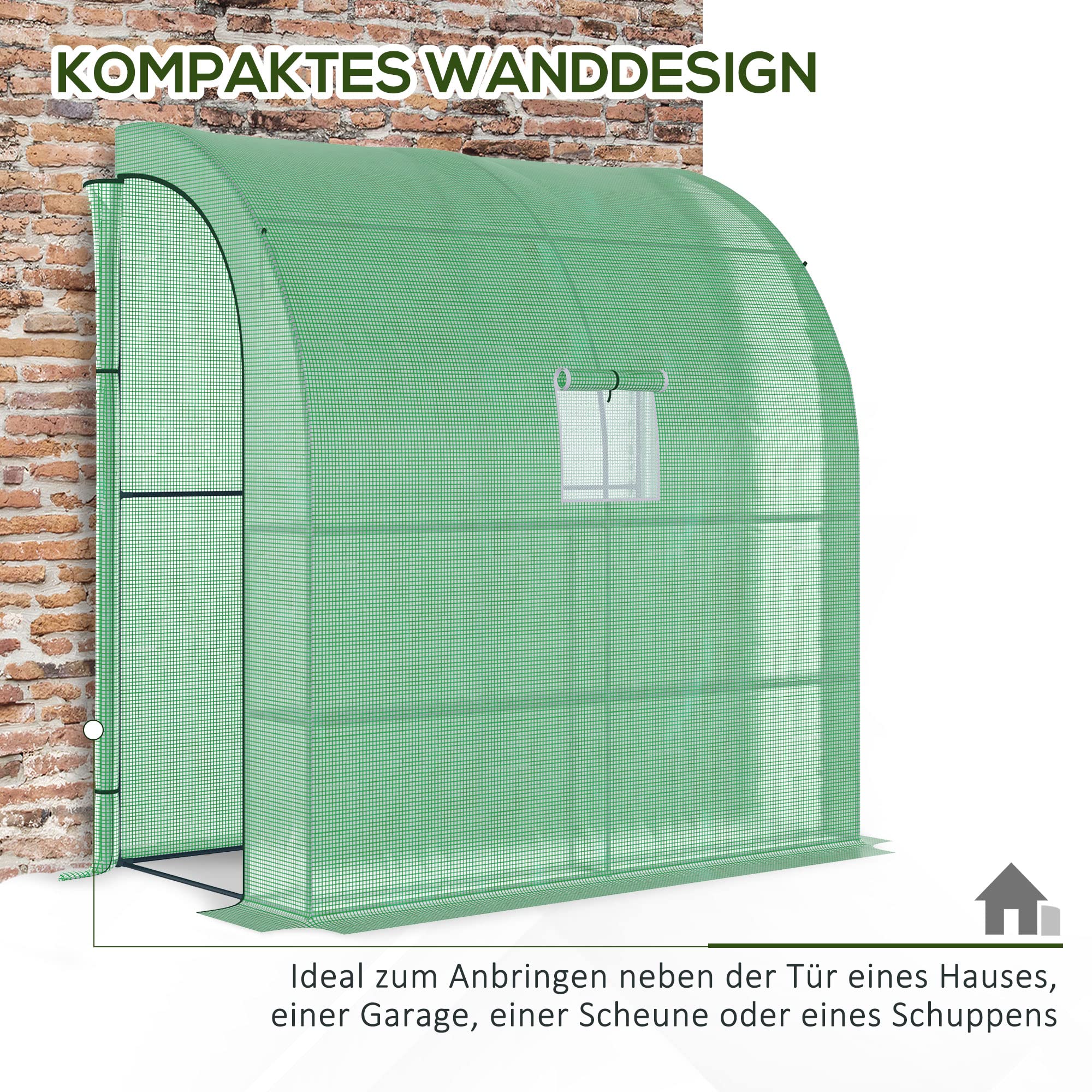 Outsunny Szklarnia foliowa pomidorowa Zielona 200x100x215cm