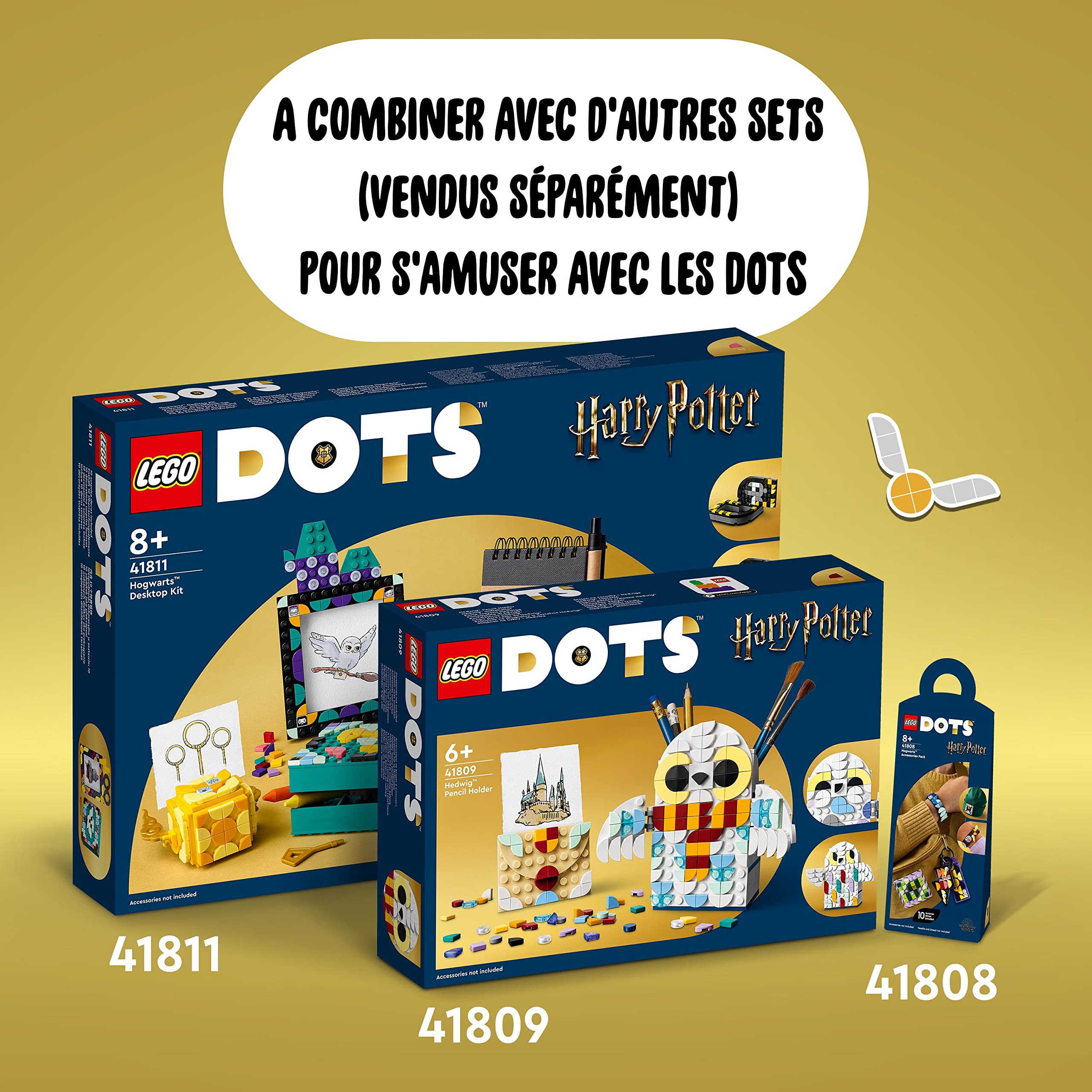 LEGO 41809 Dots Porte-Crayons Hedwige, Accessoires de Bureau Harry Potter Hibou, Pot à Crayon et Porte-Note, Jouets pour Enfants, Fournitures de Rentrée Scolaire