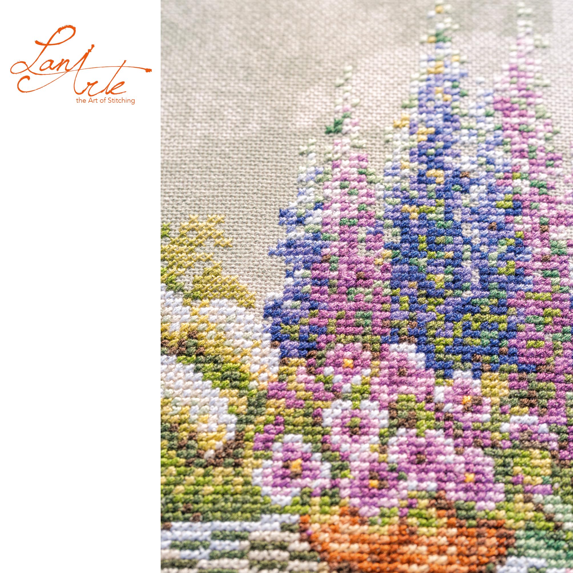 LANARTE Haft Krzyżykowy Liczony Zestaw Obraz do Haftu NADRZECZE Zrób to Sam Zestaw Kreatywny dla Dorosłych Rękodzieło Artystyczne 39 x 37 cm Dekoracja Ścienna DIY Cross Stitch Kit
