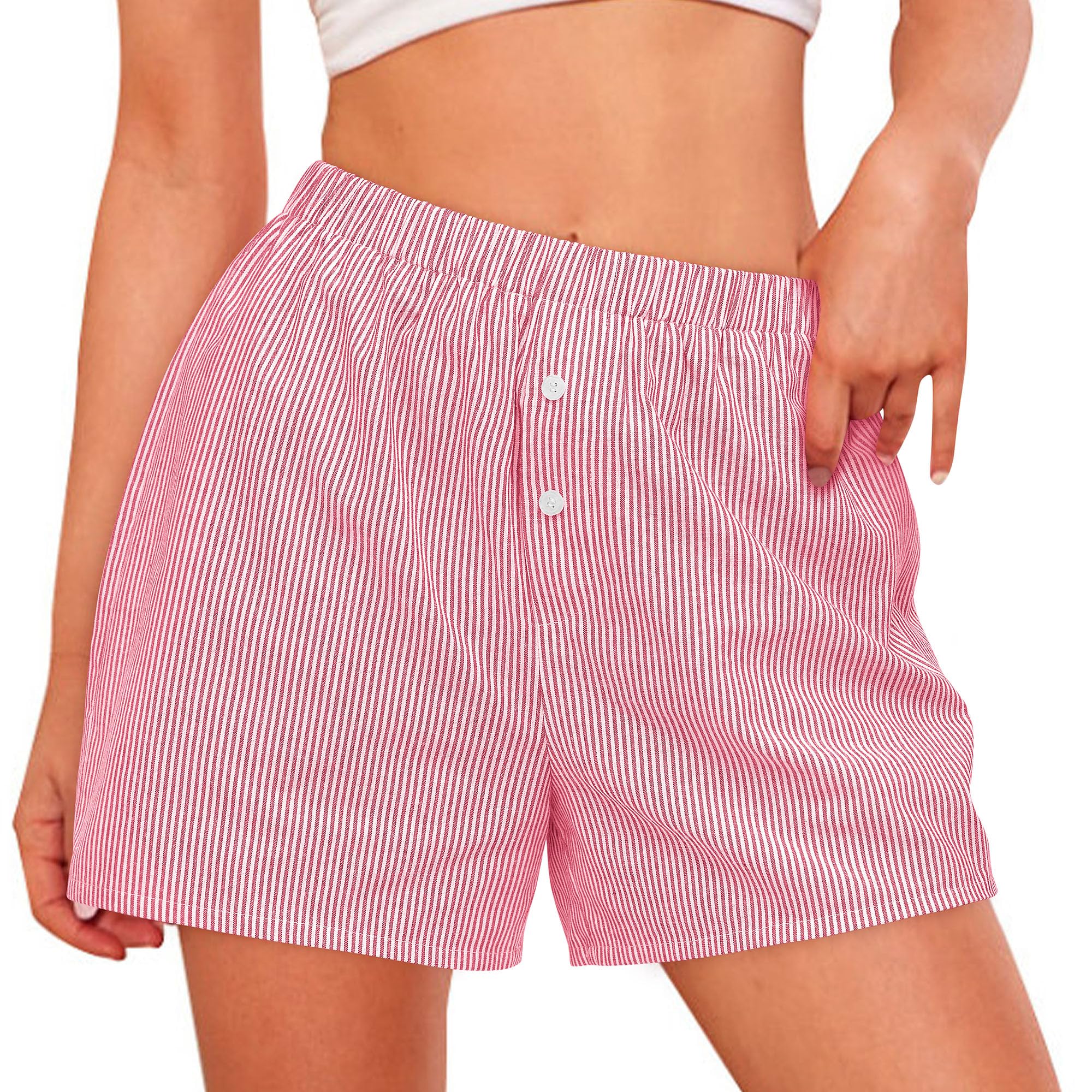 PRETTYGARDEN Womens Summer Gingham Boxer Shorts