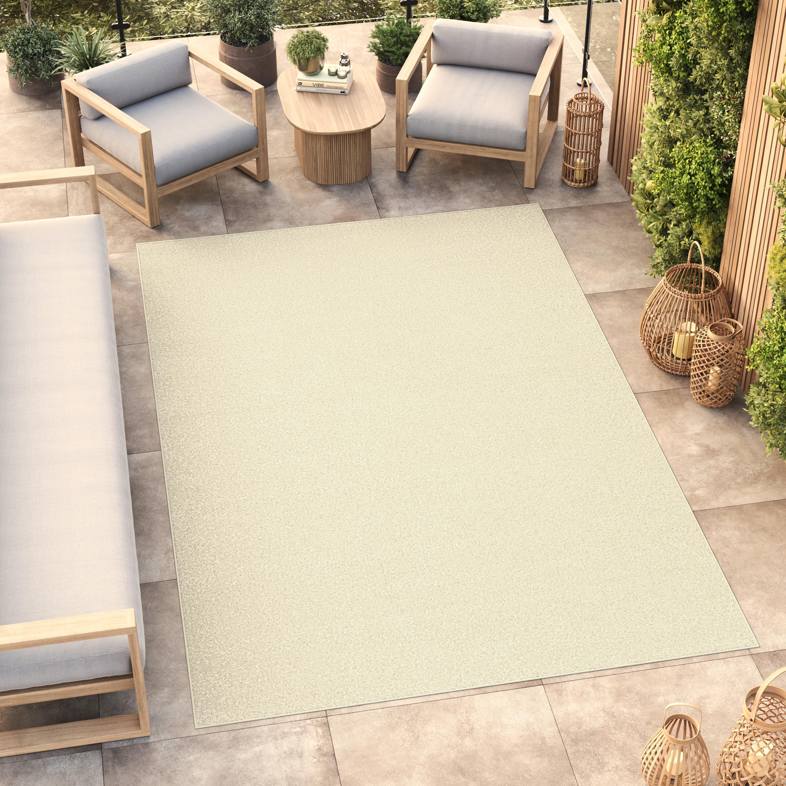 TAPISO Alfombra Monocolor De Pelo Corto, Interior, Diseño Moderno, Color Crema, Monocolor, Alfombra, Salón, Dormitorio, Adulto, Comedor, Cocina, Resistente, Exterior, Oeko-Tex, 200 x 300 cm
