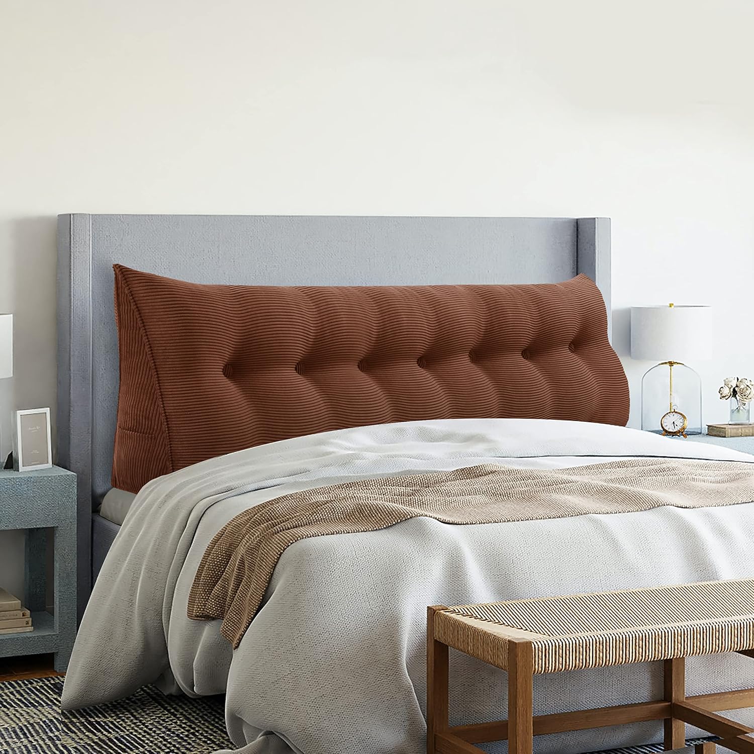 Wedge Headboard Pillows Bed Wedge Pillow Headboard Wedge Pillow Triangle Pillow Wedge Daybed Pillows Bolster Pillow Headboard with Removable Cover King Coffee