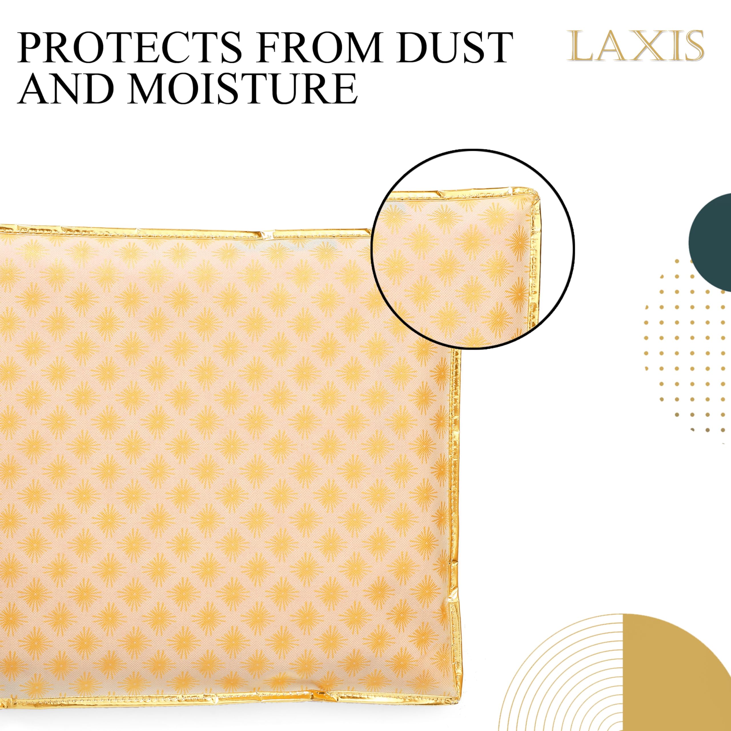 LAXIS® Non-Woven Single Saree Cover, Saree Bags, Transparent Saree Covers with Zip for Storage, Dust & Waterproof, Wardrobe Saree Packing Covers, Size-36x42x2 CM (Pack of 10, Orange) 4