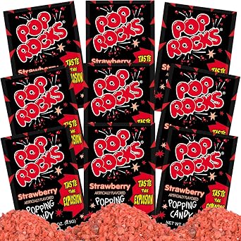 Pop Rocks Candy - Pop Rocks Bulk Pack by Gaudum Strawberry, 1 Count Pack of 9