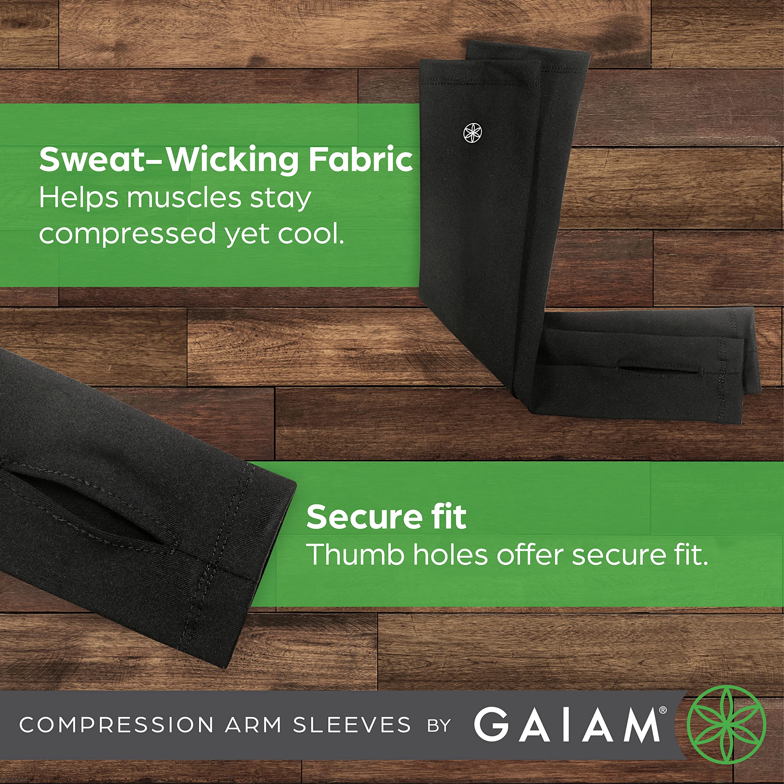 Gaiam Yoga Kompressionsmanschetten – Paar Ärmel für Pilates, Training, allgemeine Fitness – bequeme Passform für Muskeln – verkauft als Paar in 45,7 cm Arm und 55,9 cm Beinärmel-Optionen (Einheitsgröße )