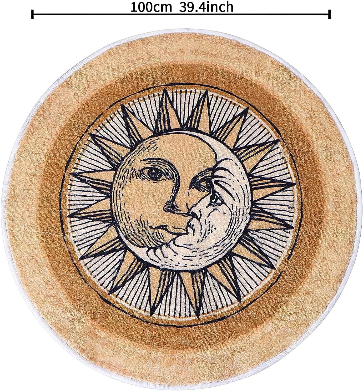 Sun and Moon Round Rug,39x39 inch Boho Round Rug,Non-Slip Super Soft Creative Tribal Style Floor Carpet for Living Room Bedroom Bathroom Kids Room Home Decor Fuzzy Rug (Diameter 39in)