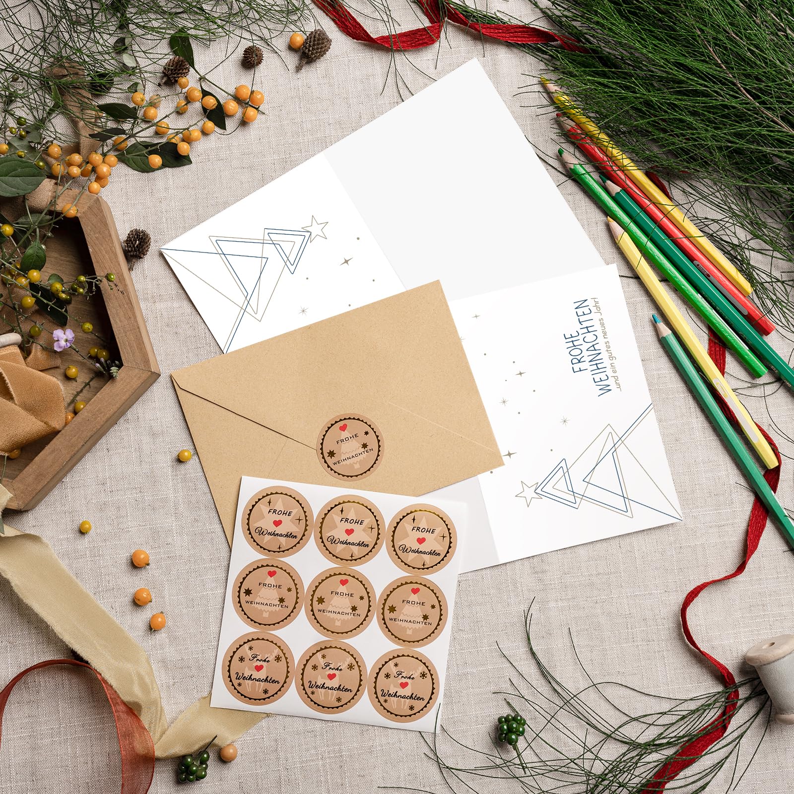 Christmas Cards with Envelope Set, 20 Pieces Christmas Cards and 20 Pieces Kraft Paper Envelopes - Image 4