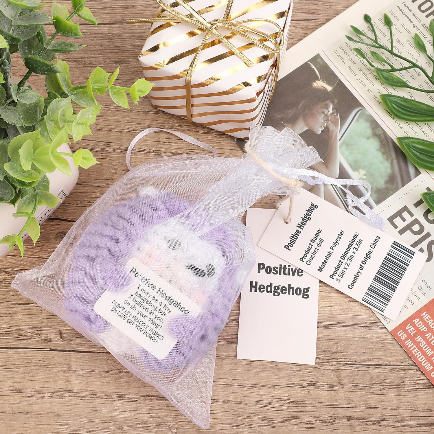 Valentines Day Gifts for Her Kids Daughter, Easter Basket Essentials Stuffers for Teens Girls Birthday Gift for Women Positive Crochet Animals Emotional Plush Support Handmade Hedgehog - Image 7