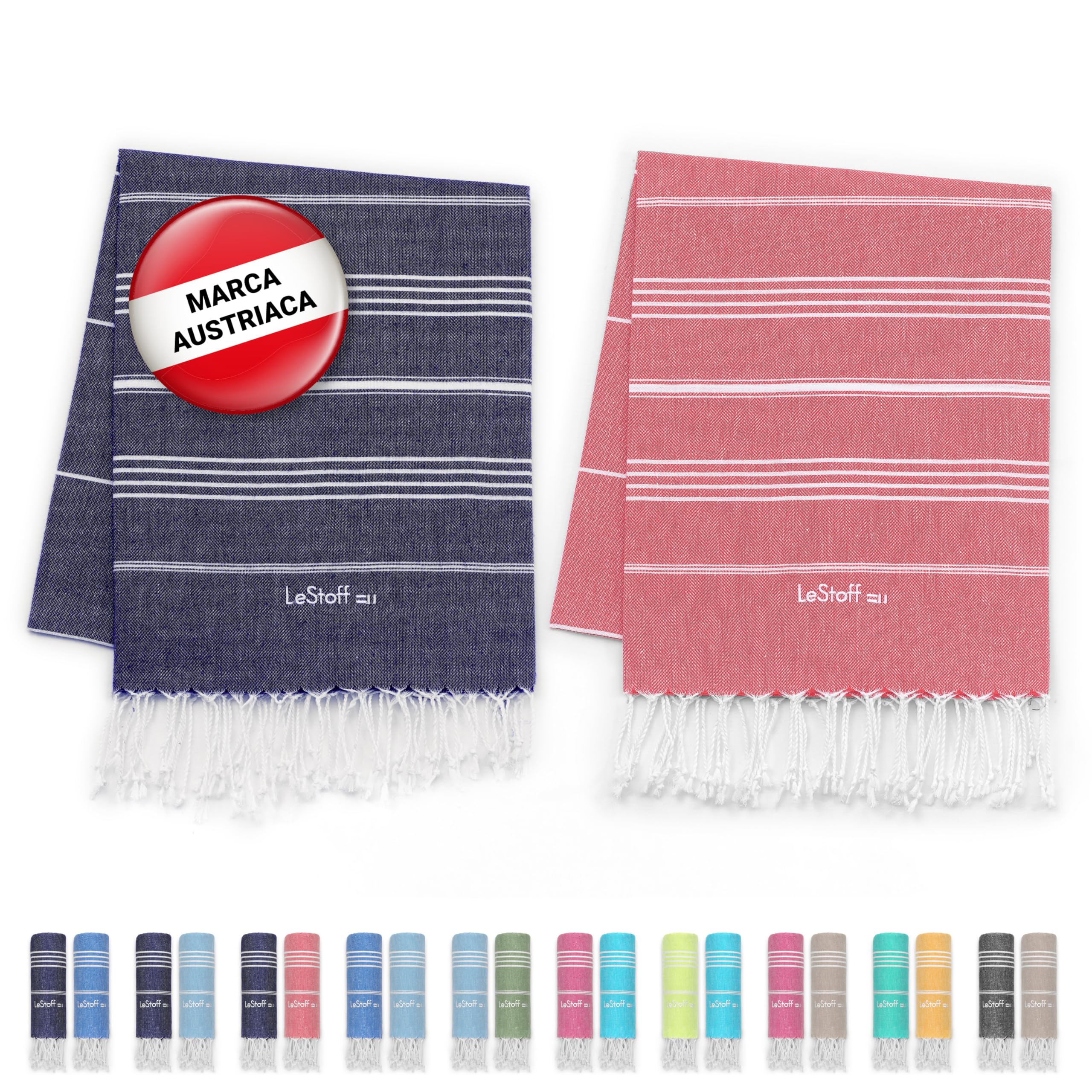 Toalla fouta de secado rápido y gran absorción LeStoff en algodón orgánico para playa y piscina