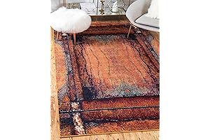 Unique Loom Estrella Collection Rust Orange Rug: Rustic Modern Abstract 5 x 8 ft