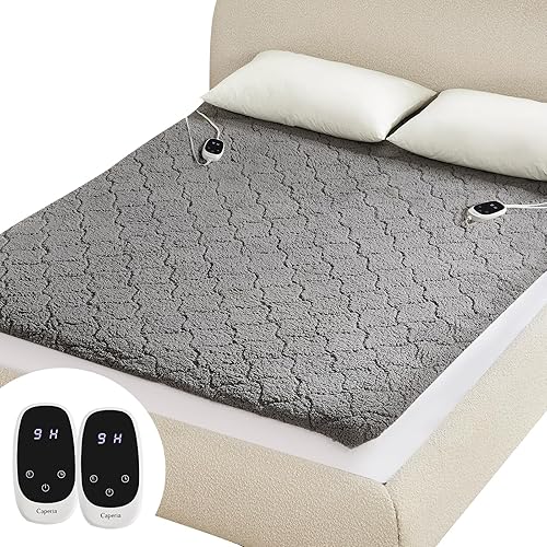 Miniatura 9 de Protector de colchón térmico King, protector de colchón eléctrico con 9 ajustes de calor, función de memoria, calentamiento rápido, 1-12 horas de