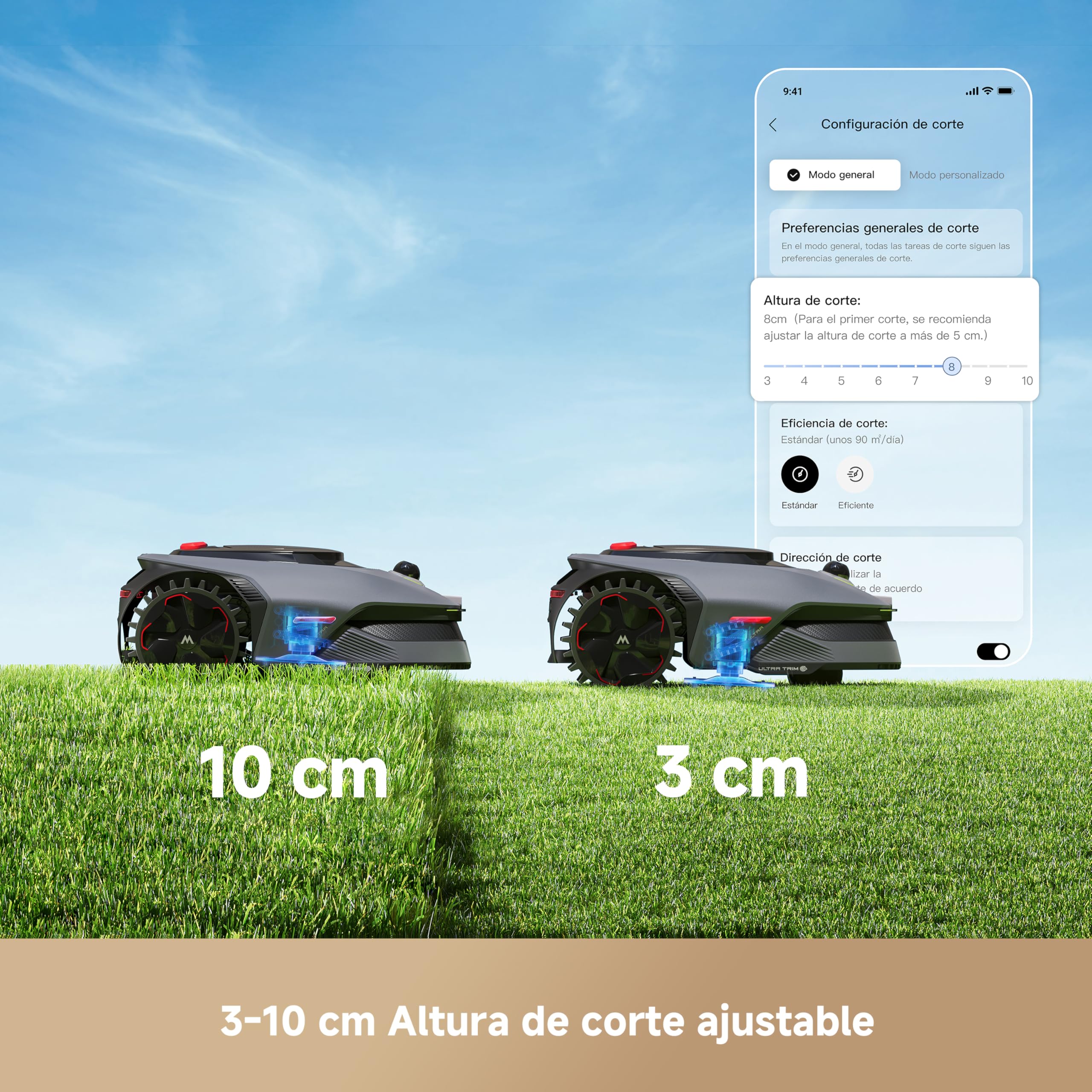 MOVA LiDAX Ultra 800 Robot cortacésped, 800㎡ de Cobertura, sin RTK, mapeo automático con LiDAR 3D de 360°y visión con IA, Corta a Menos de 5 cm de los Bordes, rutas eficientes en Forma de U