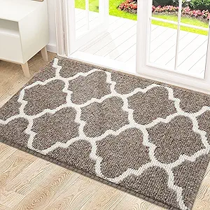 OLANLY Indoor Door Mat, 32x20, Non-Slip Absorbent Resist Dirt Entrance Mat, Washable Low-Profile Inside Floor Mat Doormats for Entryway, Brown