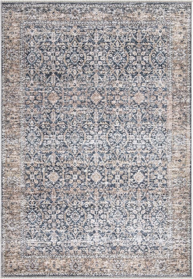 Amazon.com: Bloom Rugs Caria Washable Non-Slip 4x6 Rug - Dark Blue/Tan ...