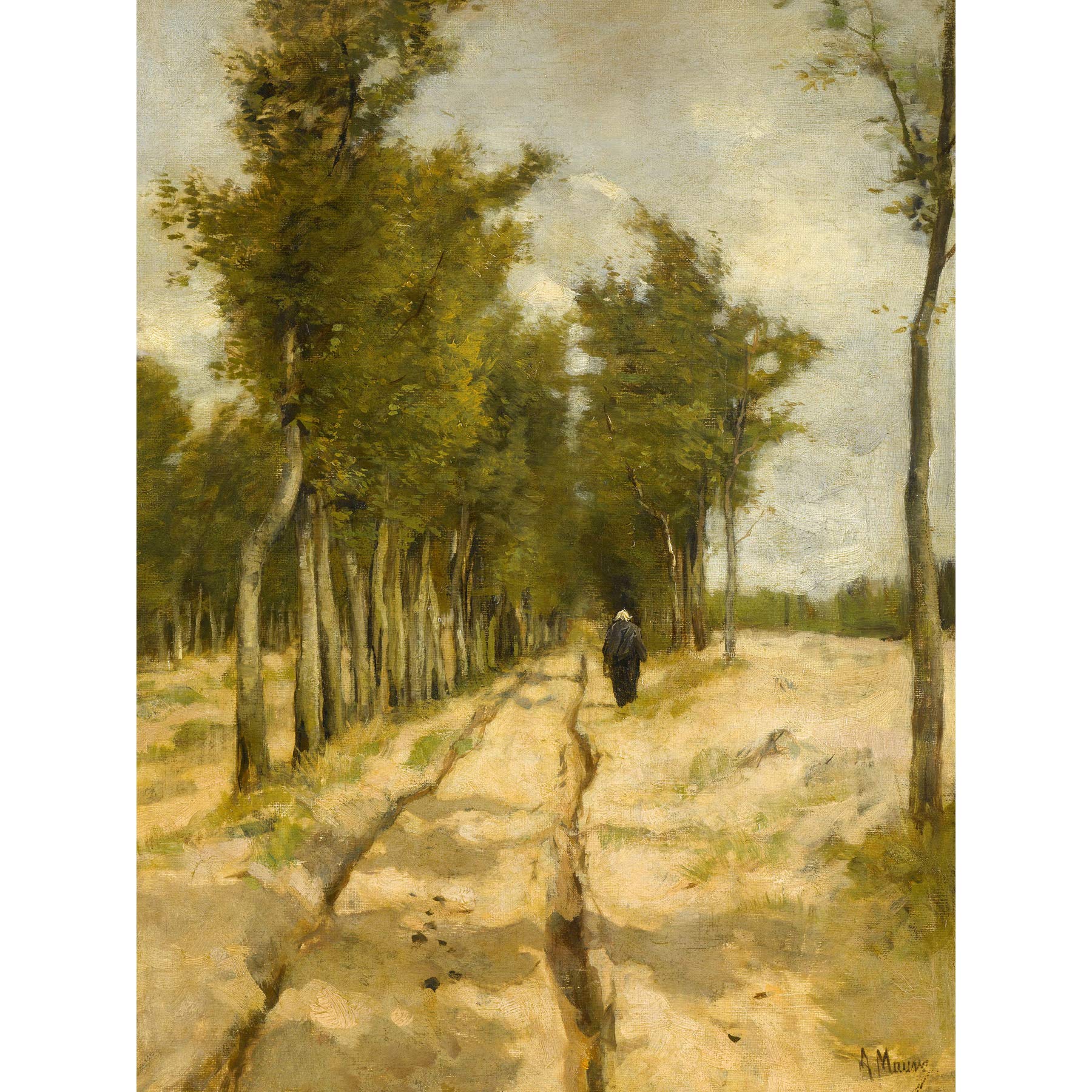 Anton Mauve Torenlaan To Laren Trees Path Painting Premium Wall Art Canvas Print 18X24 Inch