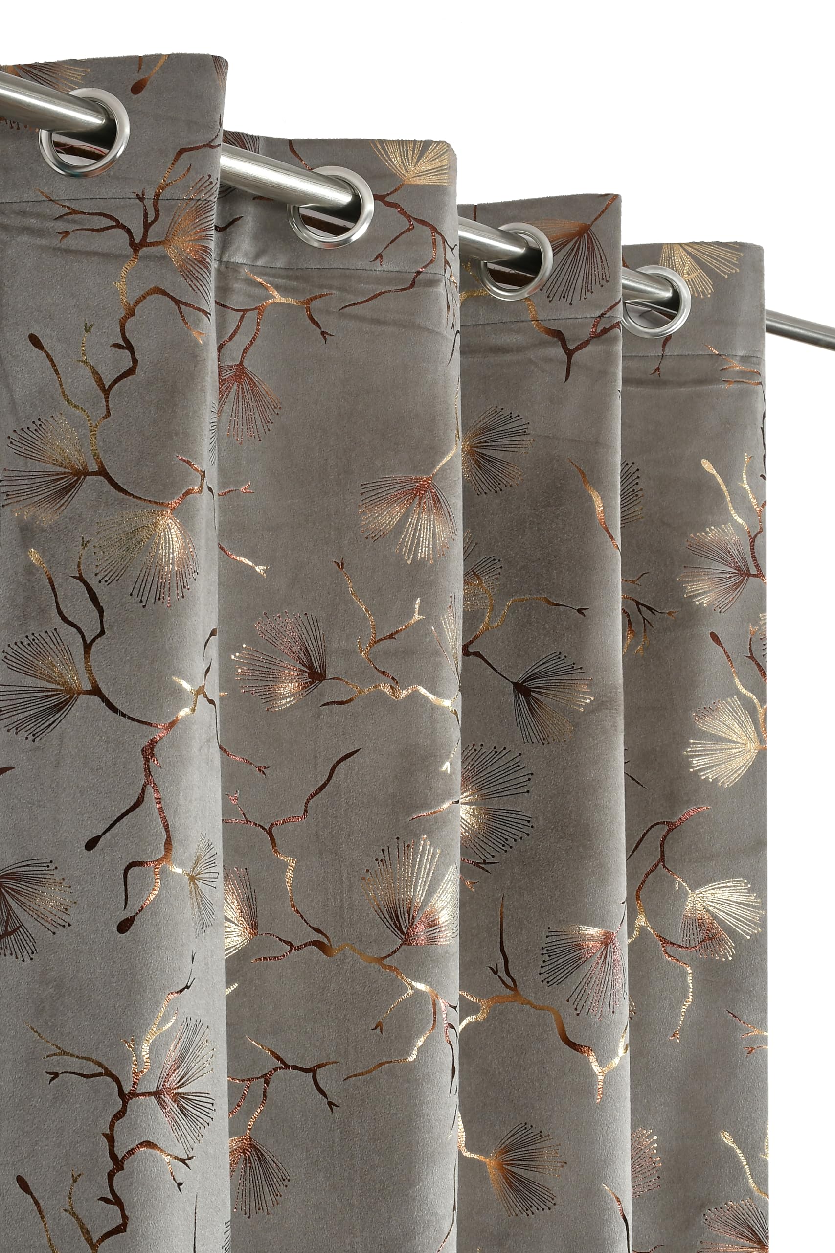 Golden Foil Velvet Curtains - 5 Feet Pack -1
