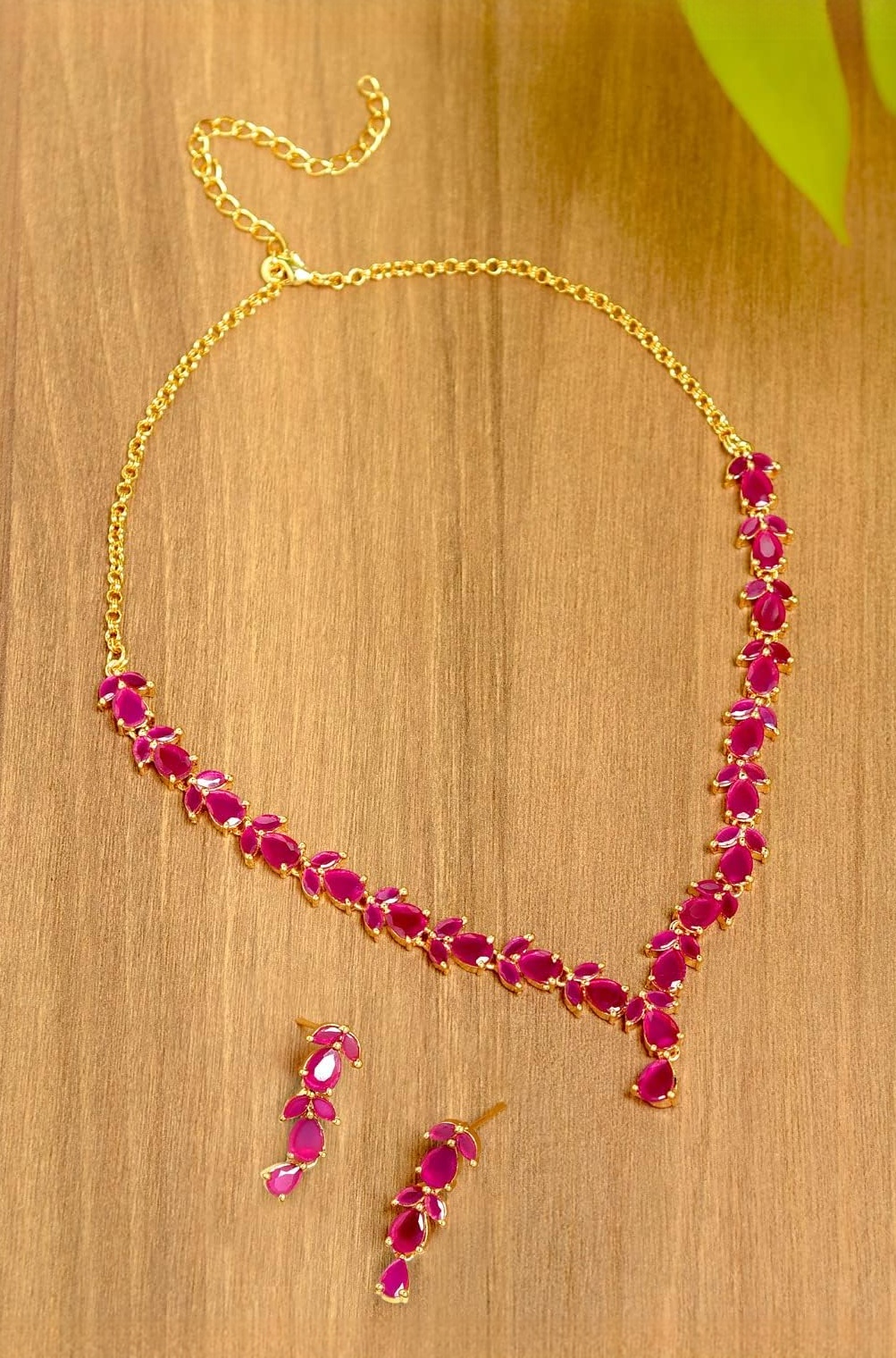Delicate Ruby Necklace Set For Women - ZPFK6110
