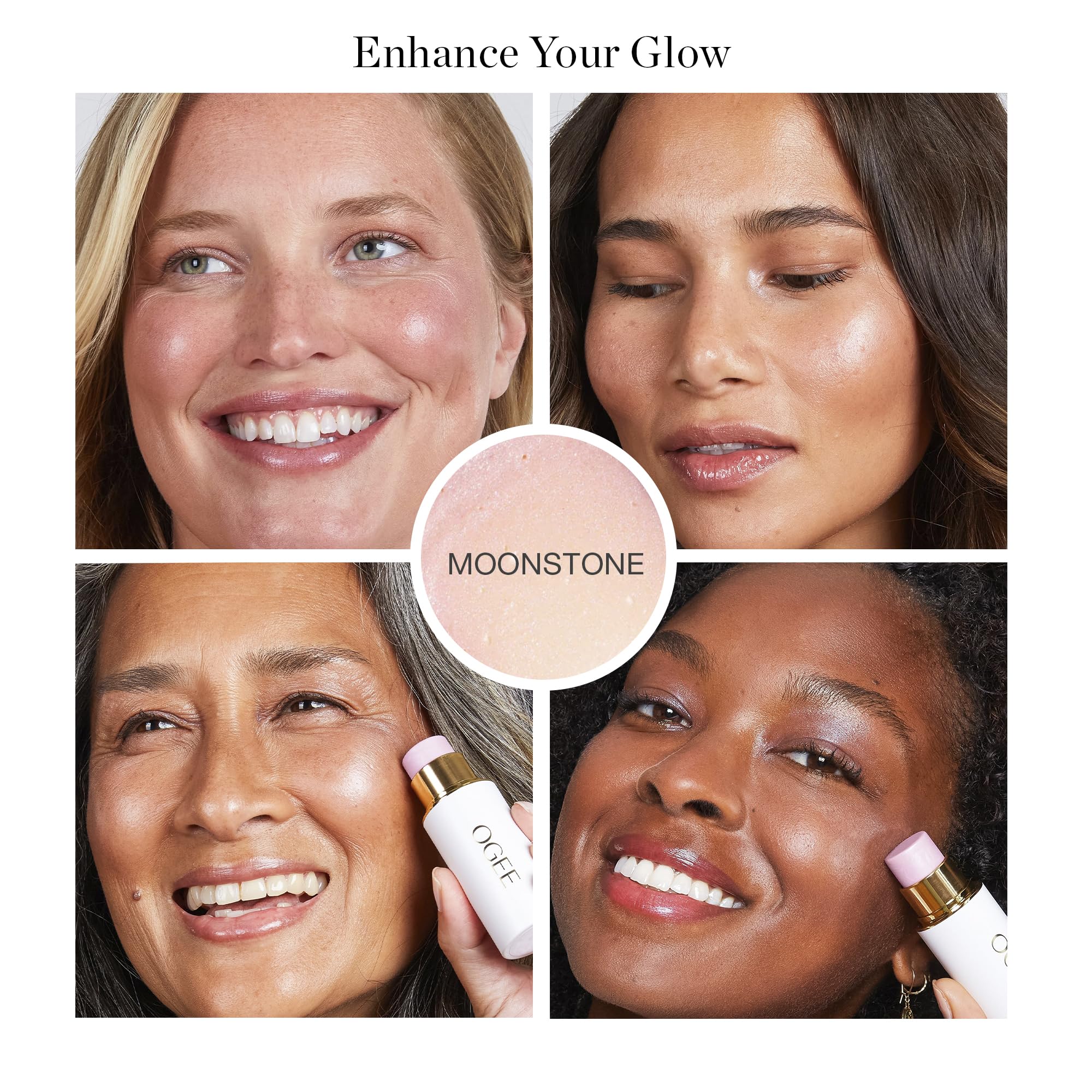 Ogee Sculpted Face Highlighter Bar (Mondstein - Ultraviolet Shine) Zertifiziertes organisches leuchtendes Make-up - Mehrzweck-Textmarker-Bar