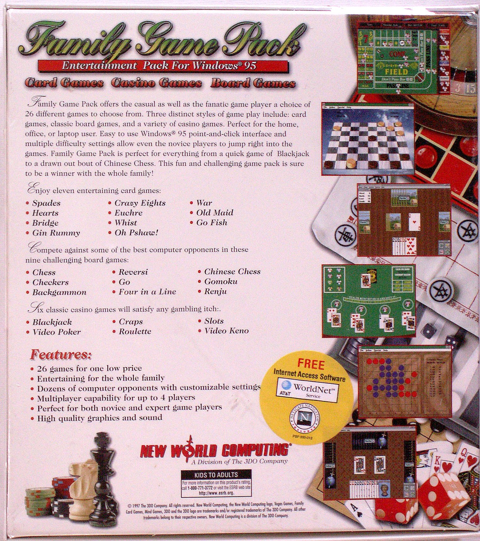 Amazon.com: Family Game Pack - Entertainment Pack for Windows 95 - 26 Games  : Video Games