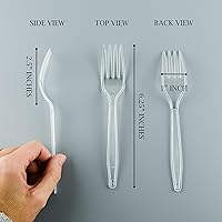 Vista 2 de Plasticpro Tenedores de plástico transparente, cubiertos desechables de peso medio, 300