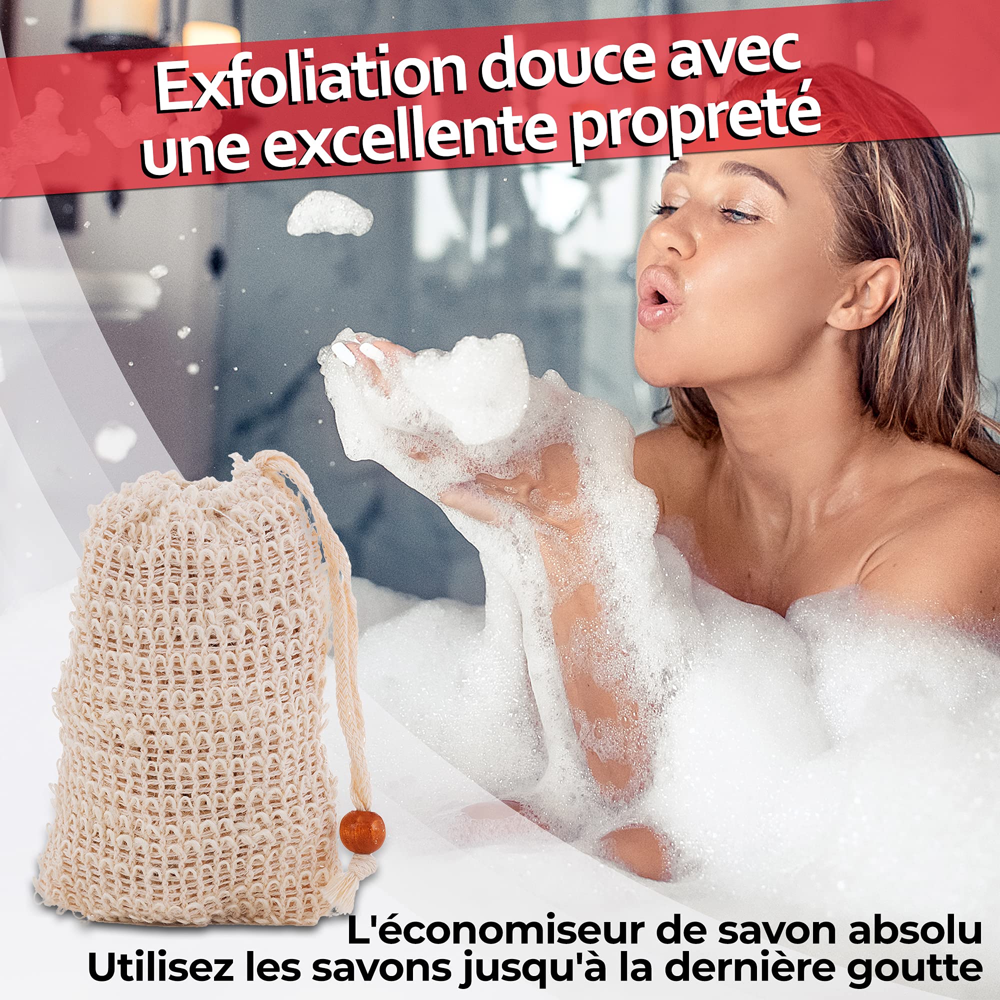 Natura Germania® Ensemble de 3 savons d'Alep originaux 60% huile d'olive / 40% huile de laurier, chacun d'environ 200 gr (environ 600 gr au total) + sac à savon en sisal | Savon naturel