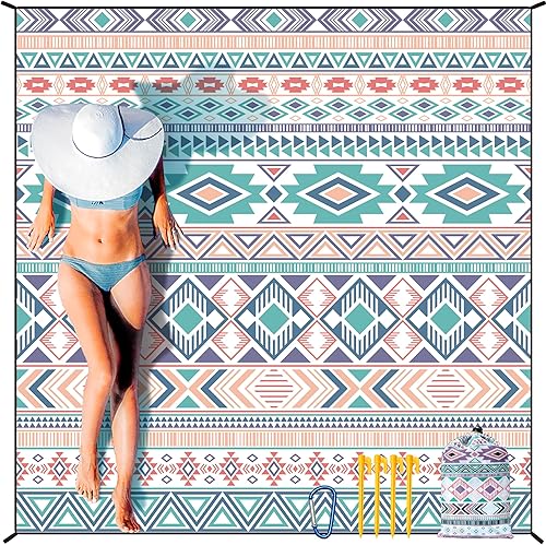 Miniatura 40 de Manta de playa impermeable a prueba de arena, extra grande, 79 x 83 pulgadas, 120 x 108 pulgadas, para 1-8 adultos, de secado rápido, duradera