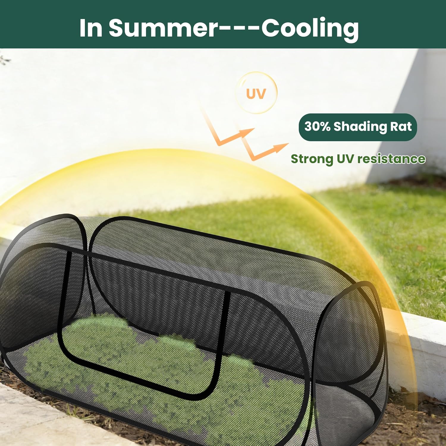 2-Pack Raised Garden Bed Covers, 45" x 22" x 17" Mesh Crop Cage, Pop-Up Plants Cover with 30% Shade Cloth for Seedlings Vegetables Fruits Flowers, Protects Against Birds Animals Pests with 16 Stakes