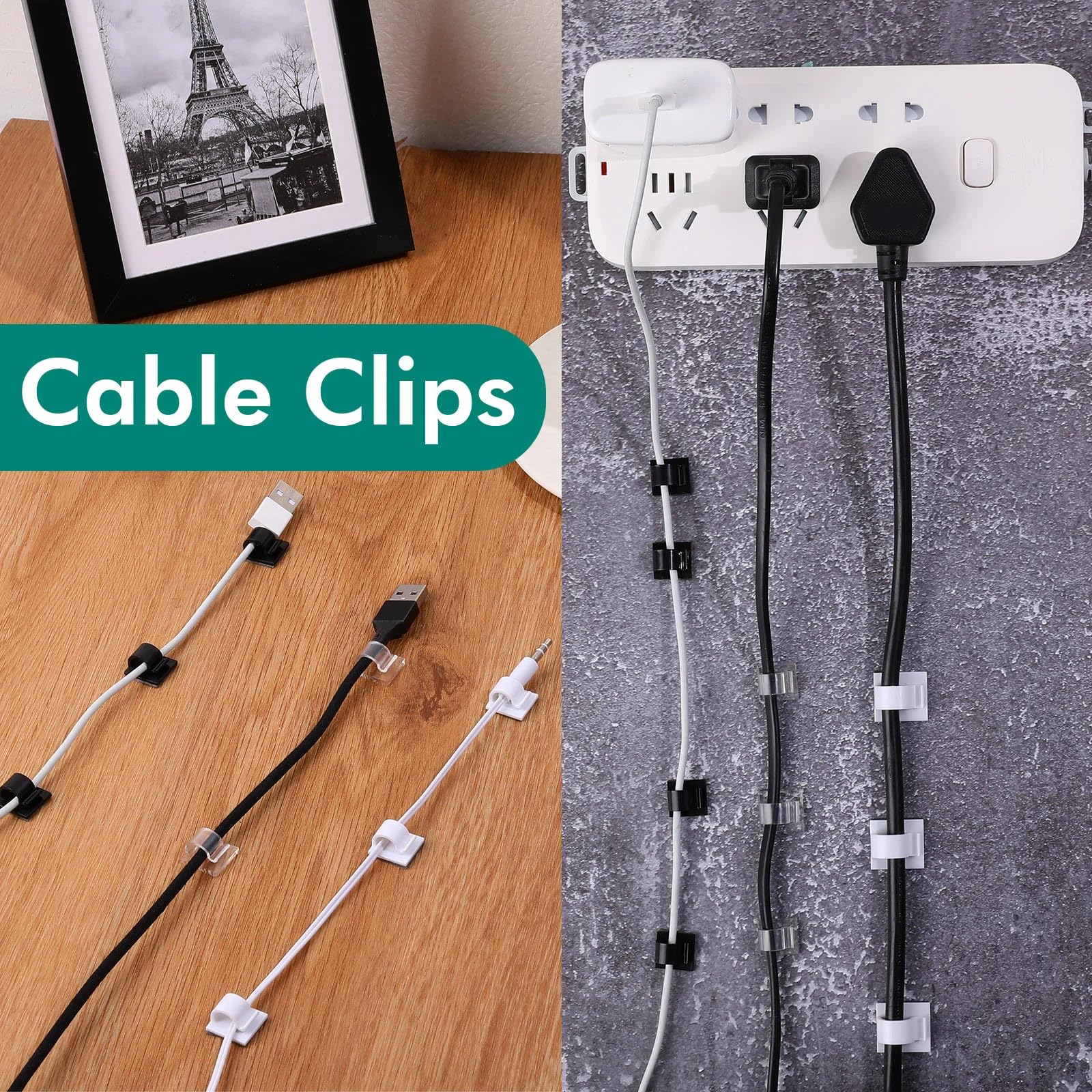 240 Stück Außen Kabel Clips Selbstklebende Lichtclips Organizer R Form Wand Kabelclips Kabel Management Clips TV Kabelclips für Büro Auto Licht Elektrische Drähte (Klar, M)