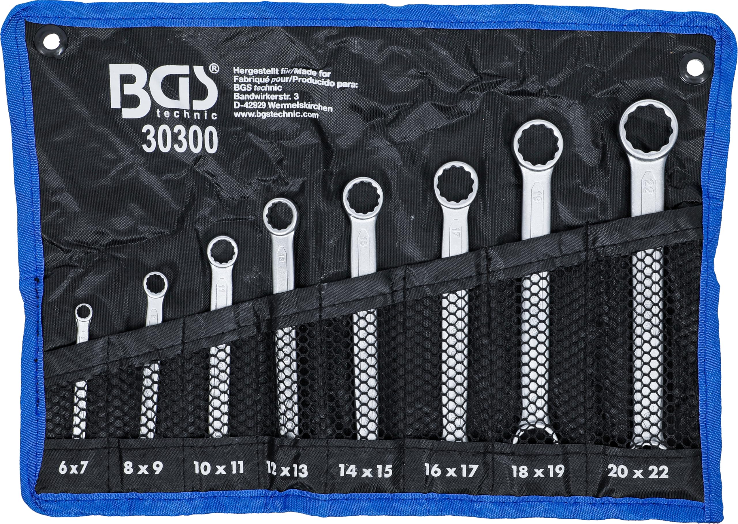 BGS 30300 | Zestaw kluczy oczkowych dwustronnych | płaskie | 6 - 22 mm | 8 szt.