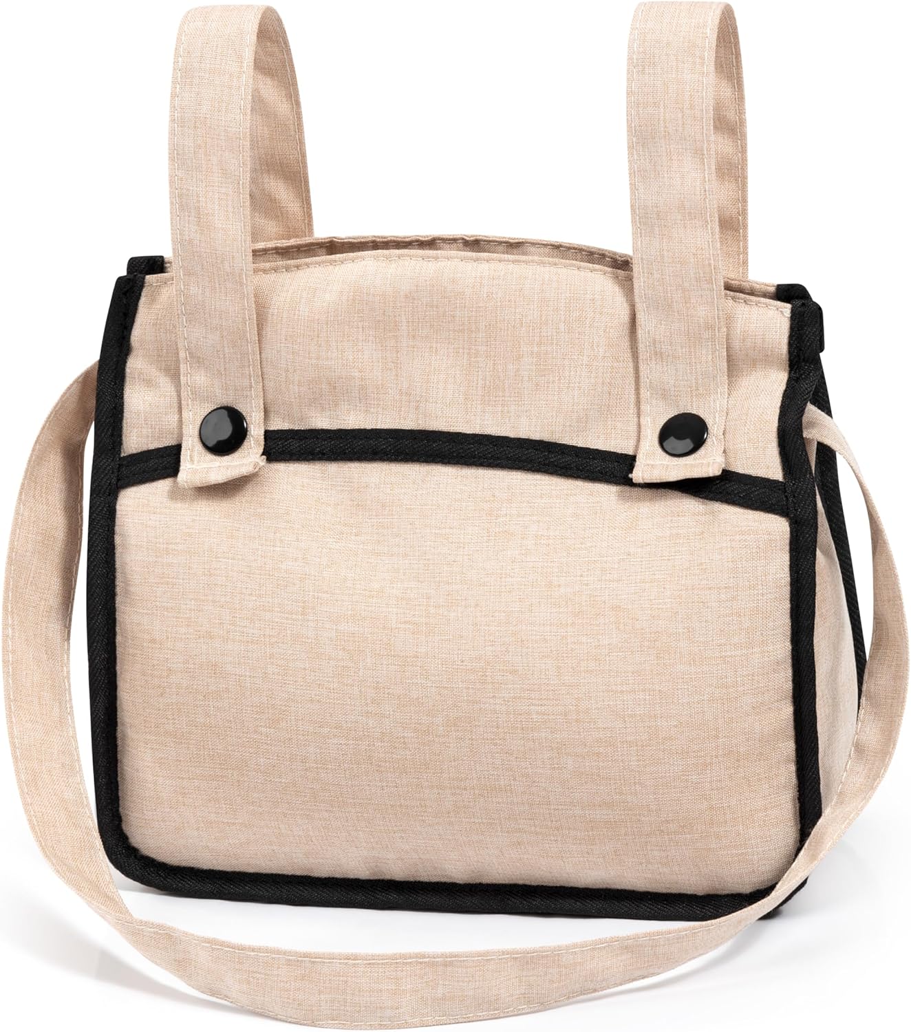 Bayer Design Twin Neo Doll Pram for 2 Dolls up to 18in, Foldable Toy Stroller, Adjustable Handle, Beige & Black