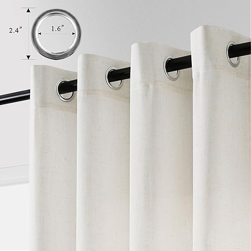 Miniatura 6 de Cortinas de lino marfil de 96 pulgadas de largo, juego de 2 paneles para sala de estar, puertas corredizas de vidrio, cortinas filtrantes de luz de