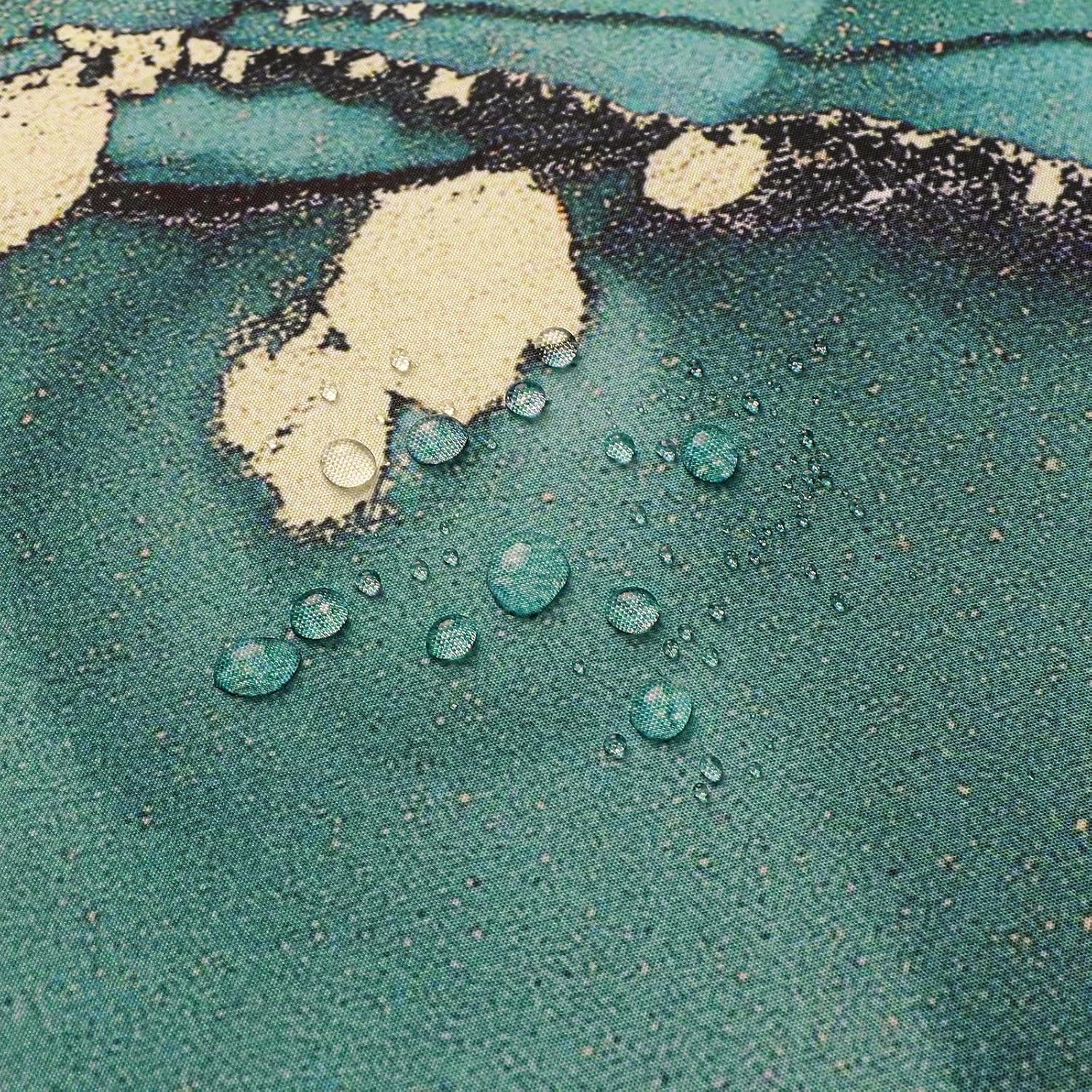 Gibelle Abstract Teal Marble Shower Curtain, Turquoise Marble Shower Curtain for Bathroom, Modern Ink Art Decor Waterproof Fabric Shower Curtain Set with Hooks, 72x72