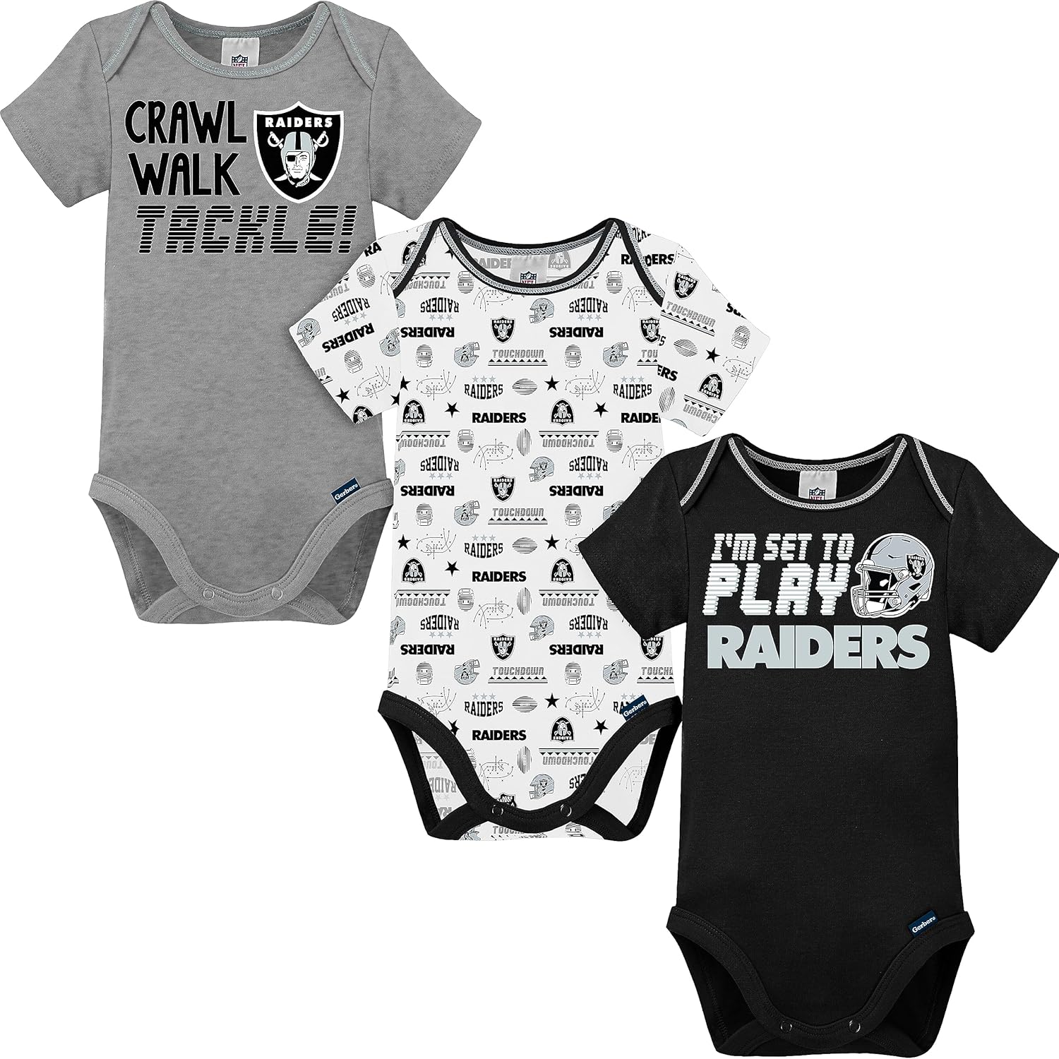 Gerber NFL unisex-baby Nfl Team 3 Pack Short Sleeve Onesie Bodysuit