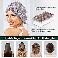 Vista 98 de Gorro de satén de seda ajustable para envolver el cabello para dormir, gorro de dormir de doble capa, turbante nocturno para cabello largo y rizado
