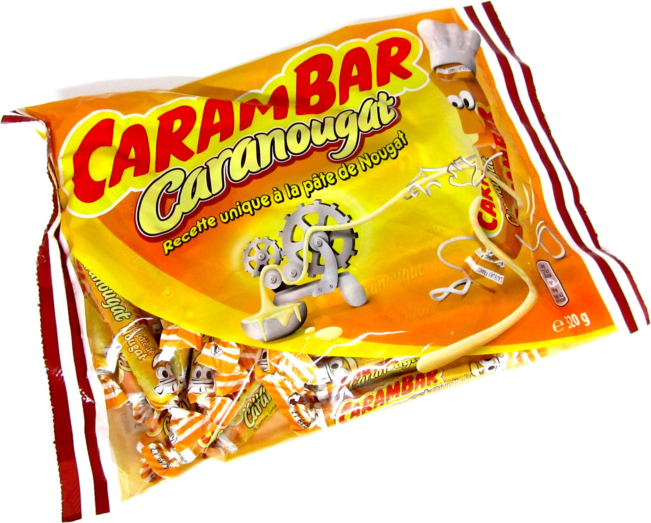 Caranougat, Nougat by Carambar from France, Nougat Sticks Individually Wrapped 320g