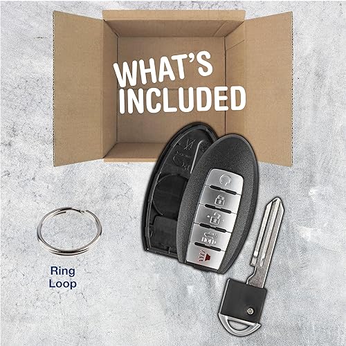 Miniatura 2 de KeylessOption Funda para llavero de repuesto para Nissan Altima Maxima 2013, 2014, 2015, carcasa remota, 5 botones KR5S180144014, 7812D-S180014, no