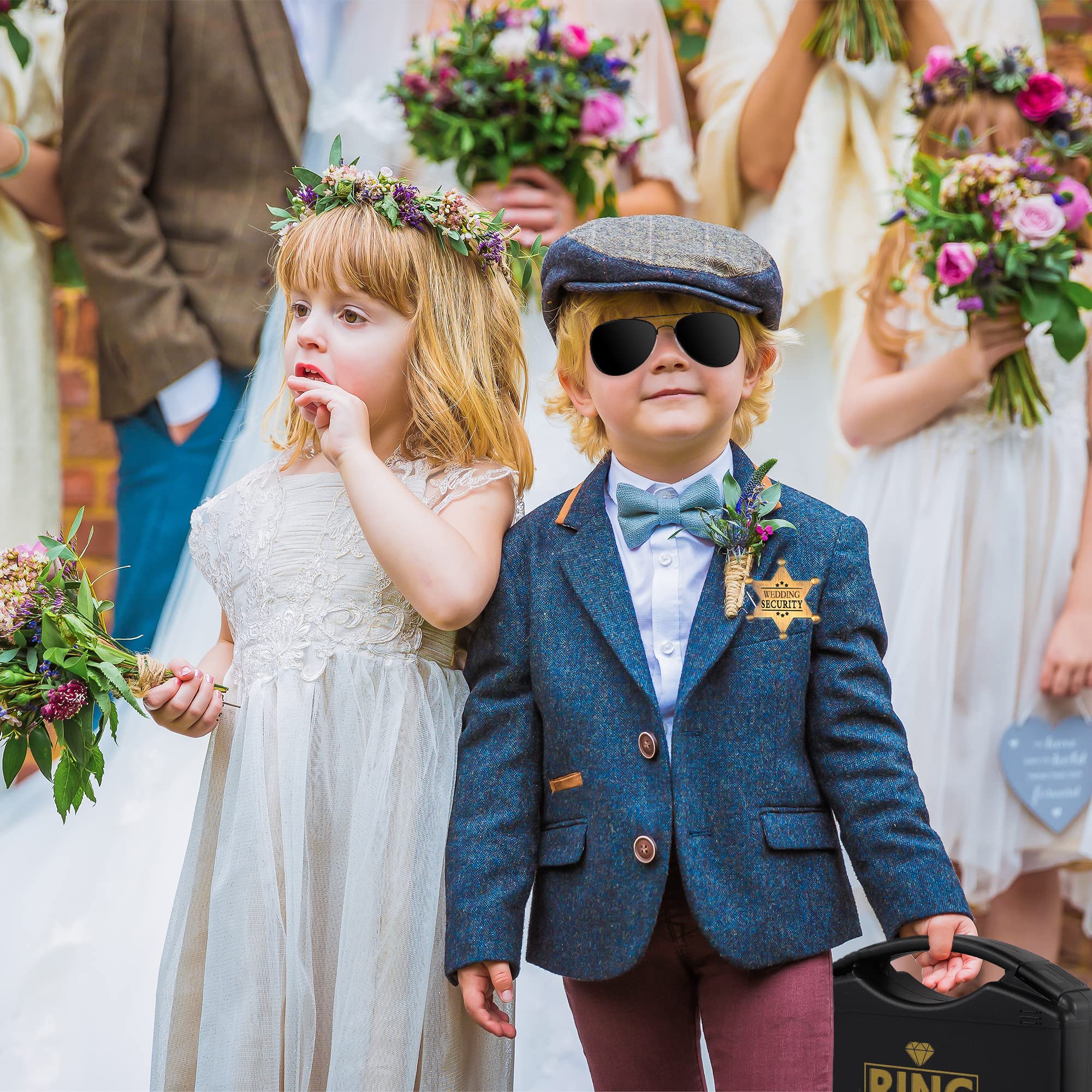 Zabezpieczenie pierścienia nosiciela: pierścień zabezpieczenie zestaw ślubny pierścionek pudełko na nosiciela + okulary przeciwsłoneczne + nauszniki cosplay + pierścień niedźwiedź odznaka zabawka pierścień niedźwiedź prezent pudełko strój (złoty klasyczny
