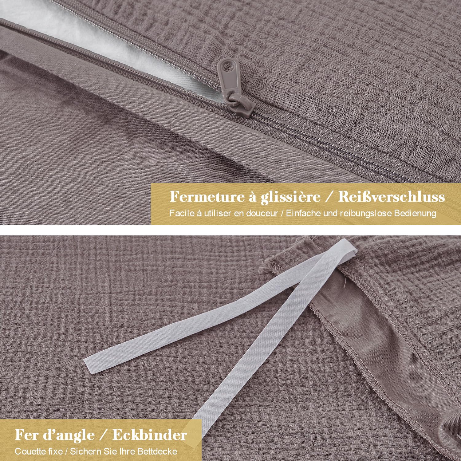 2-persoons goudkleurig katoenen bedlinnenset 240x220cm 2-persoons goudkleurig katoenen bedlinnenset 240x220cm