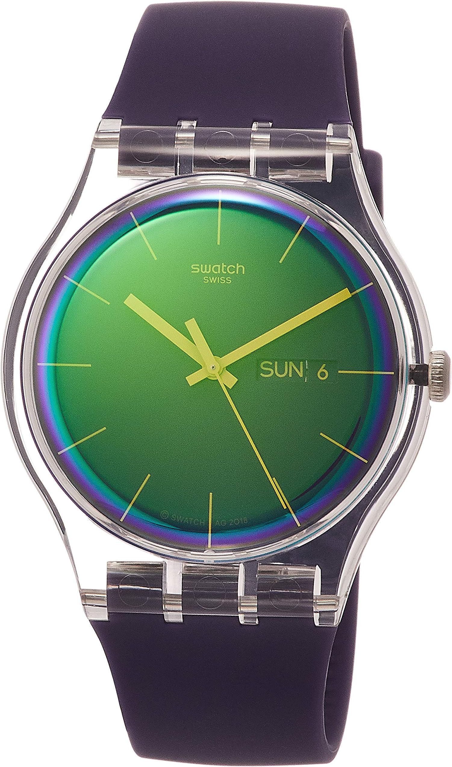 Swatch Womens Analogue Quartz Watch with Silicone Strap SUOK712