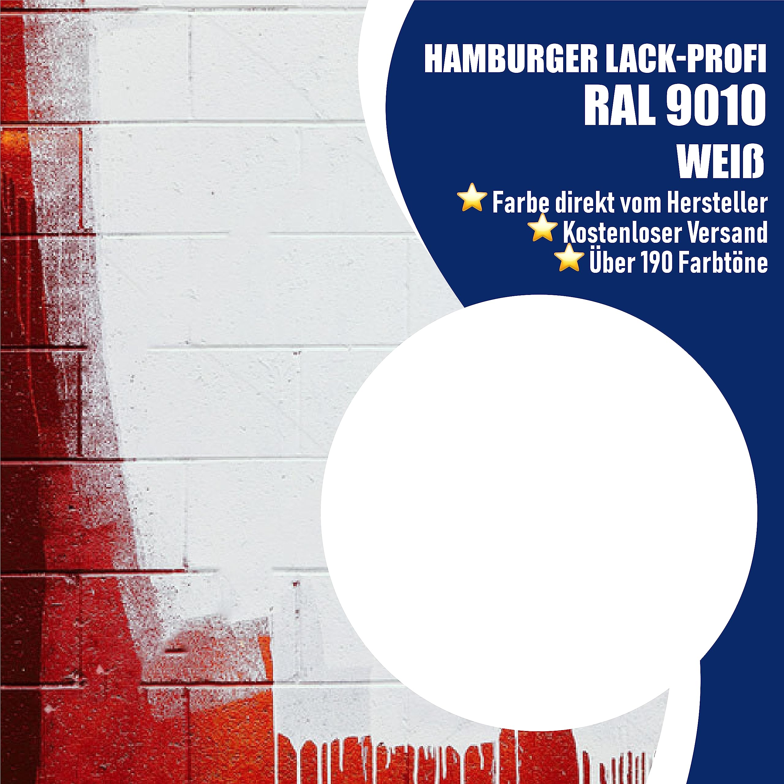 Hamburger Lack-Profi Betonfarbe SEIDENMATT Weiß RAL 9010 Bodenfarbe Bodenbeschichtung Betonbeschichtung Fassadenfarbe (1 L)