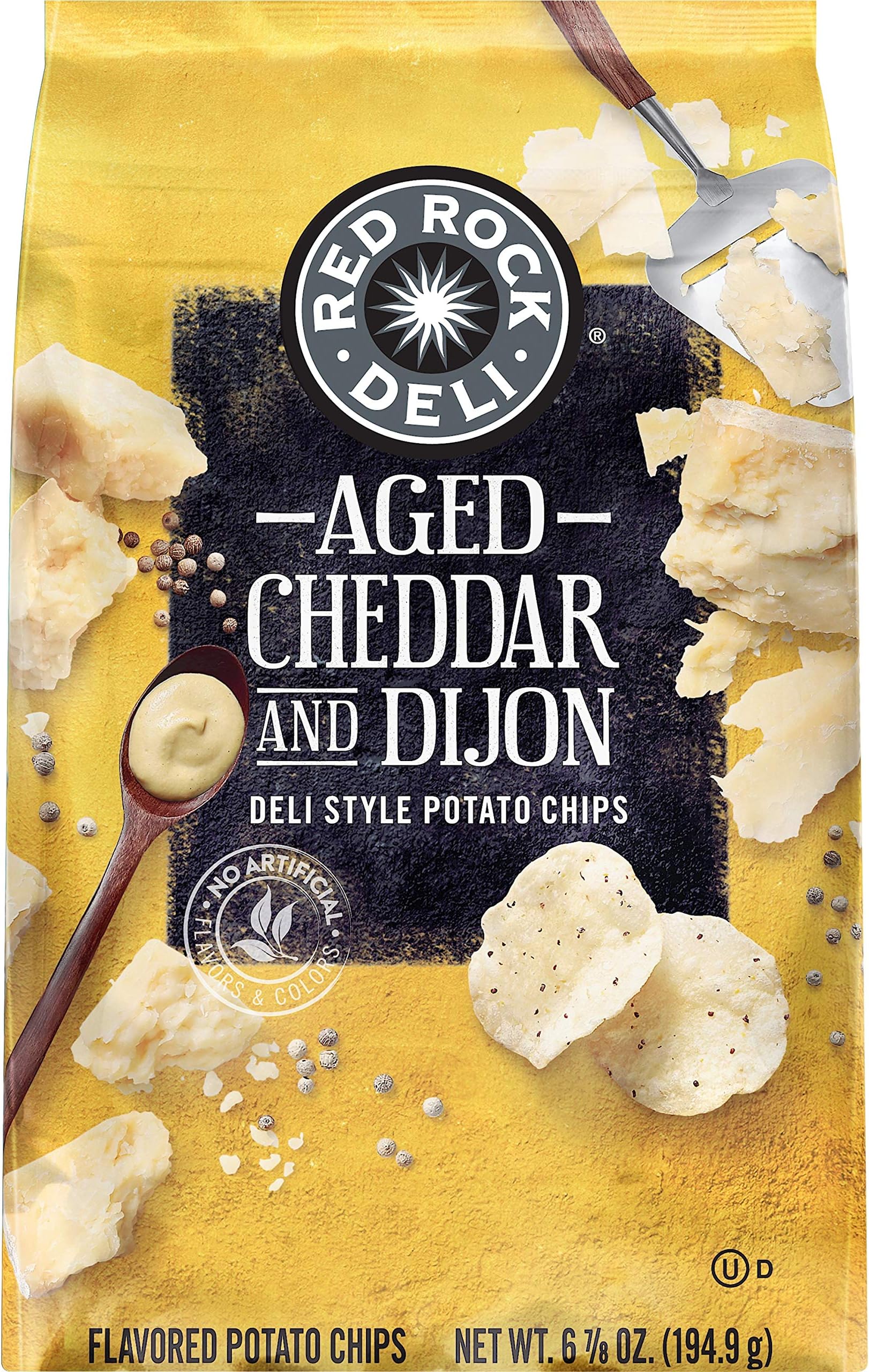 Red Rock Deli Potato Chips, Aged Cheddar & Dijon, 6.875oz bag