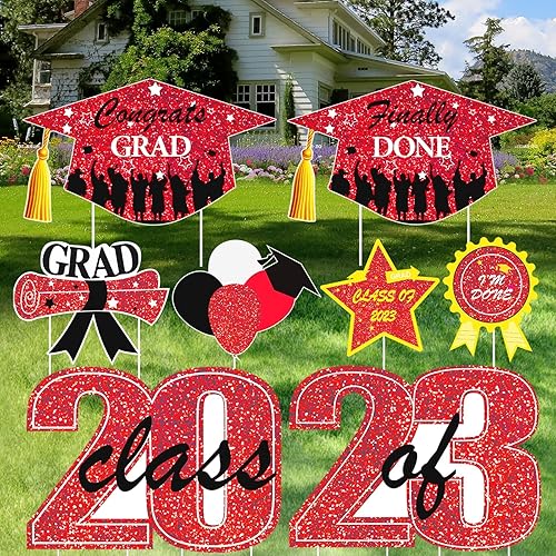 Giguelove Letreros de graduación 2023 de 16 pulgadas, letreros de plástico de graduación para patio, decoraciones de césped al aire libre,