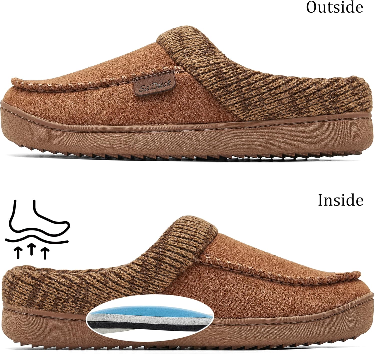 Men's Moccasin Slippers Clogs - House Slippers for Men with Arch Support and Memory Foam Insole, Indoor Outdoor Comfortable House Shoes - Image 6