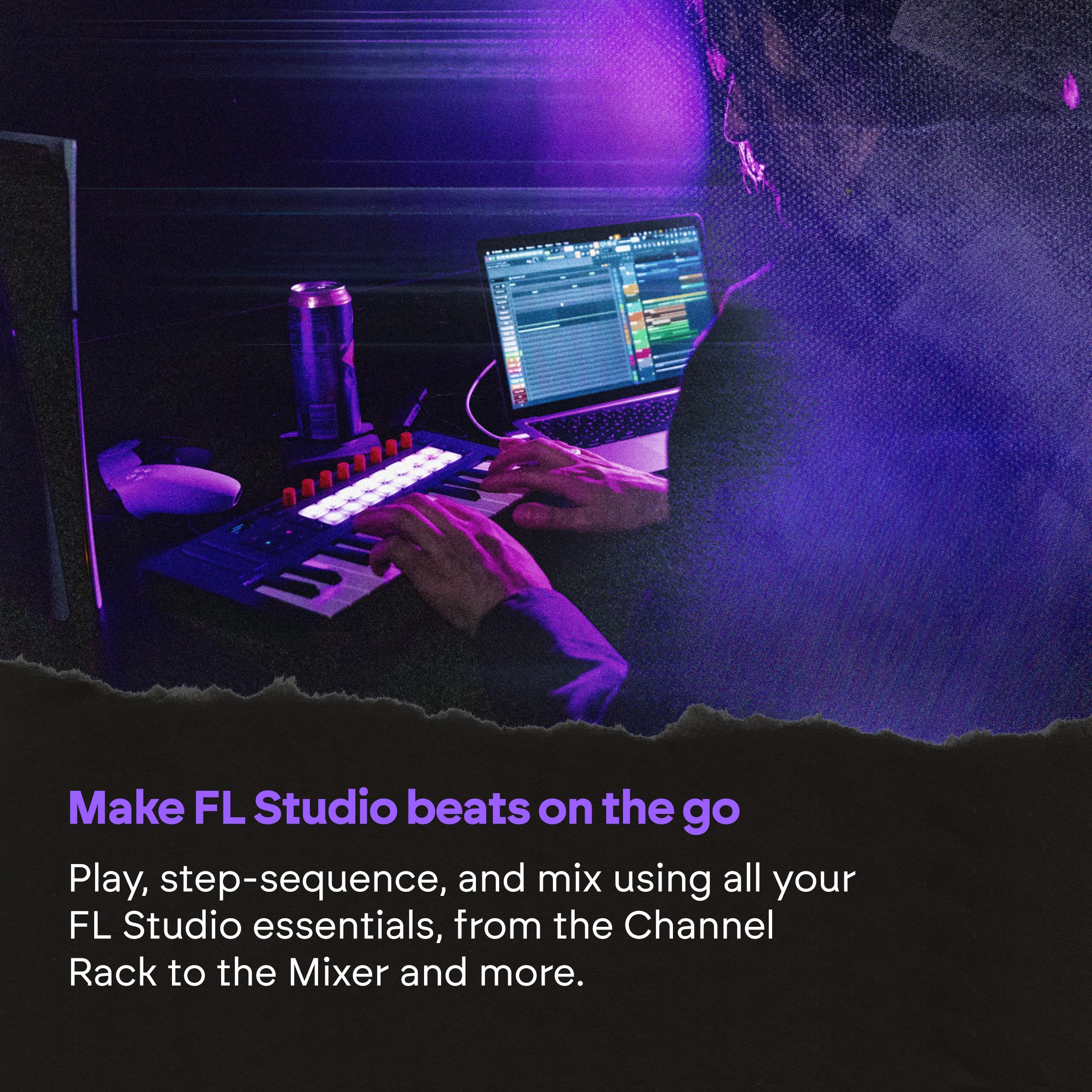 Novation FLkey 2 Mini 25 clavier USB MIDI pour FL Studio, pads rythmiques, arpégiateur