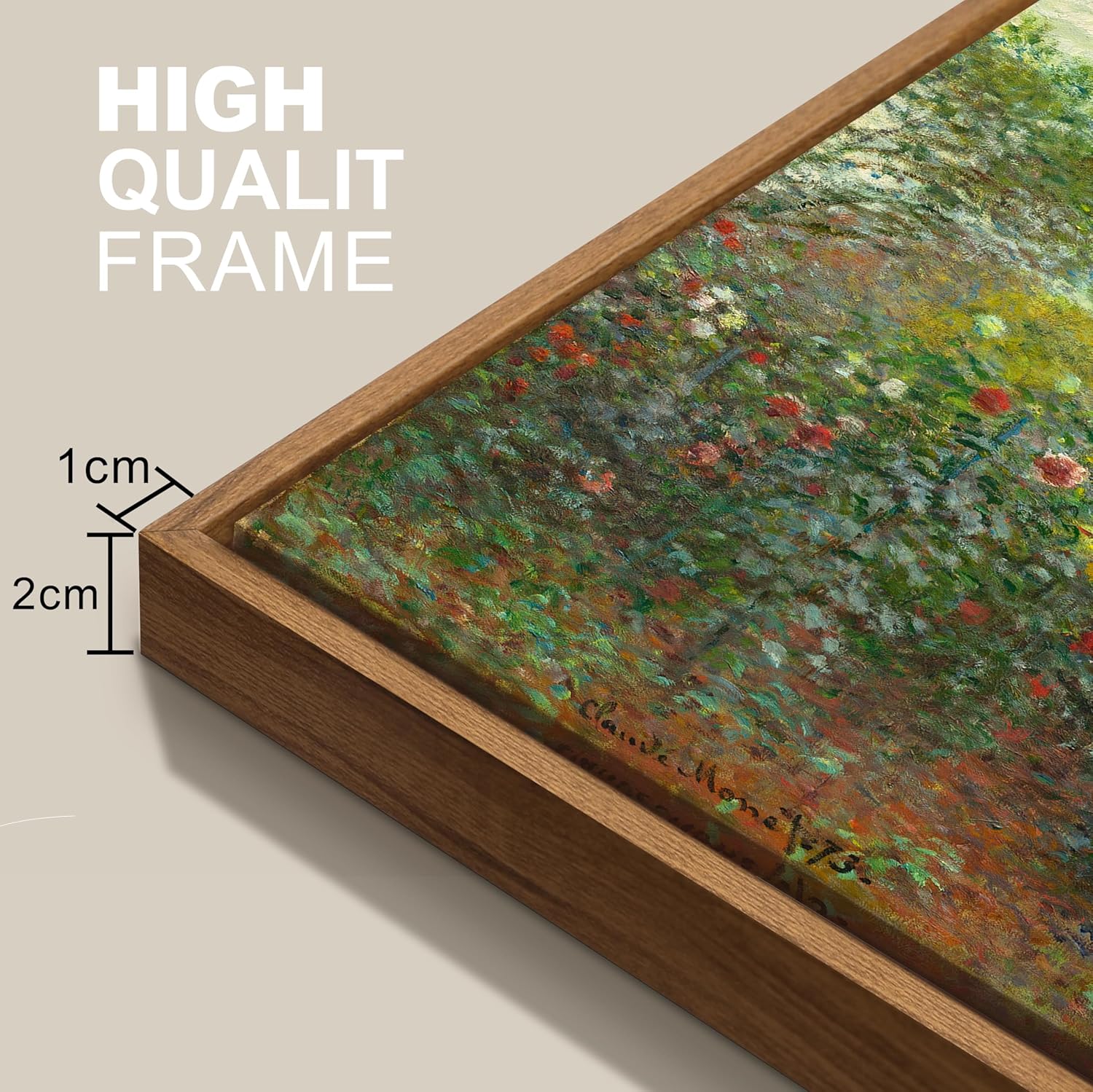 WENGTIAO Monet Cottage Rose Garden Framed Canvas Wall Art Prints Retro Farmhouse Painting Artwork Vintage Country Floral Garden Canvas Picture Reproduction Wall Decor for Living Room Bedroom 16"x24"