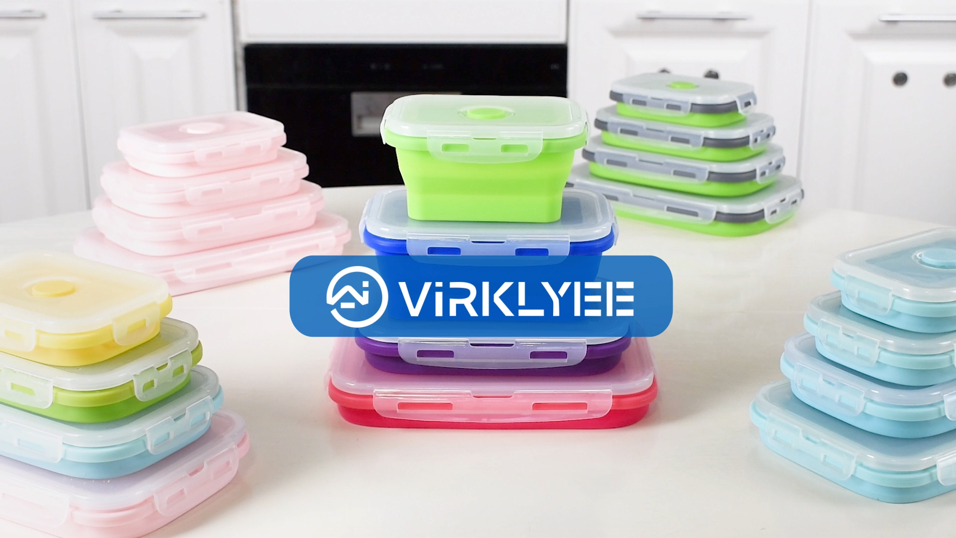 Vanukeys Contenitori Pieghevoli per Alimenti, Ciotola Pieghevole Campeggio Accessori Utili Salvaspazio, Set Contenitori Cibo con Coperchio, Silicone Lunch Box, Contenitori Cucina Organizer, Verde